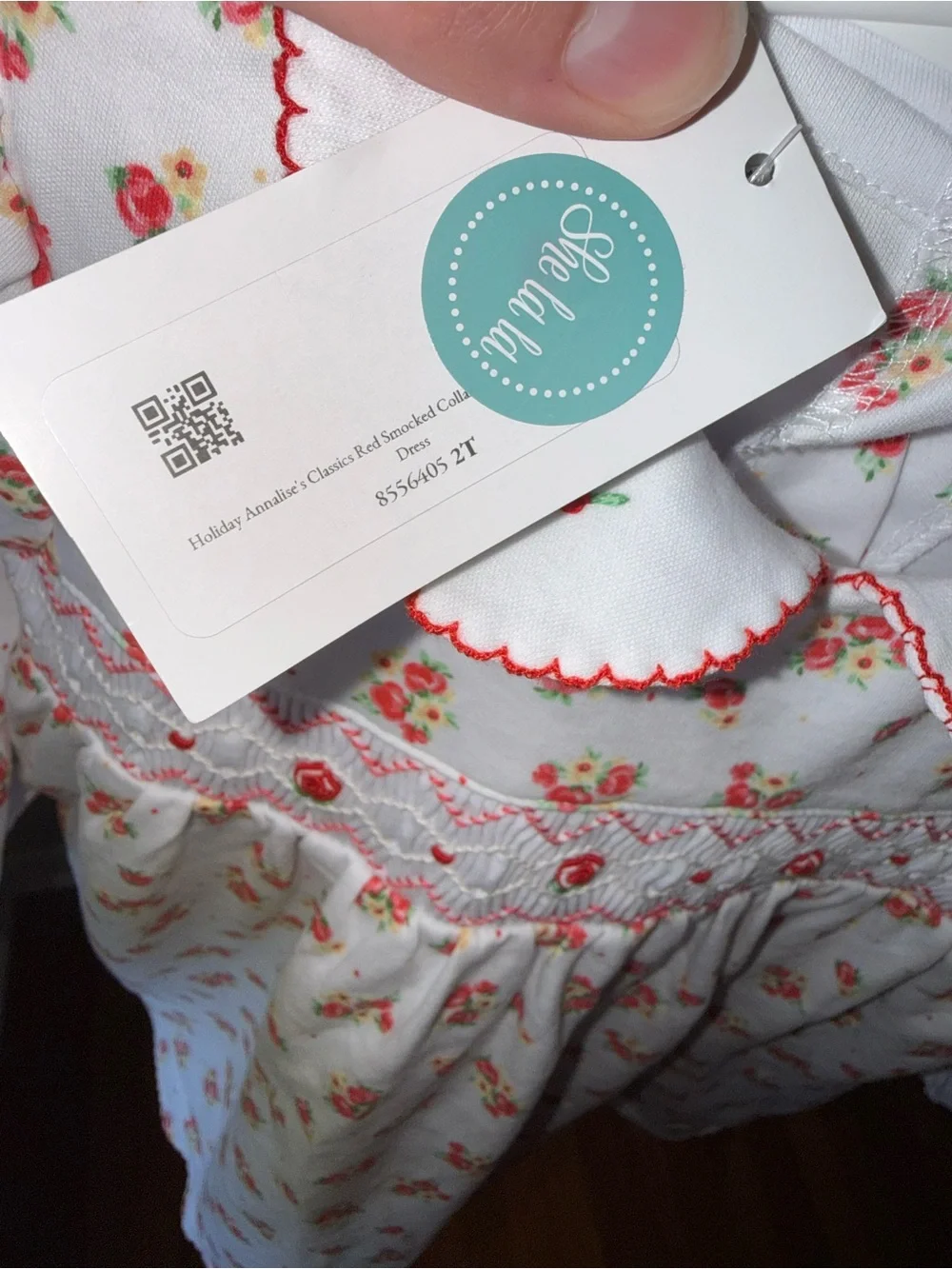 Magnolia Baby NWT Classic White & Red Floral Smocked Dress